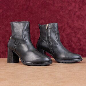 Pikolinos Women Palencia Black Leather Western Zip Boho Cottage Ankle Boots sz 9